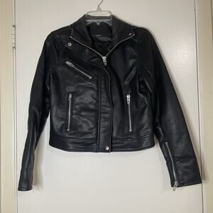 BlankNYC black faux leather motorcycle zip jacket small